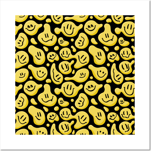 Yellow Liquid Smiley Faces Wall Art by Ayoub14